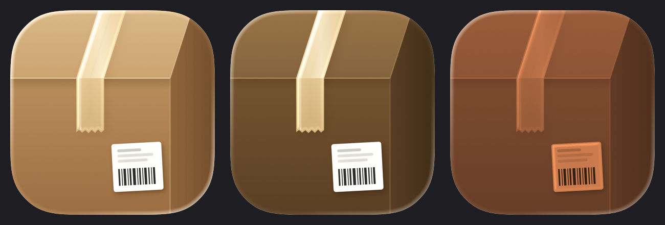 The Cartons icon in light, dark and tinted renditions